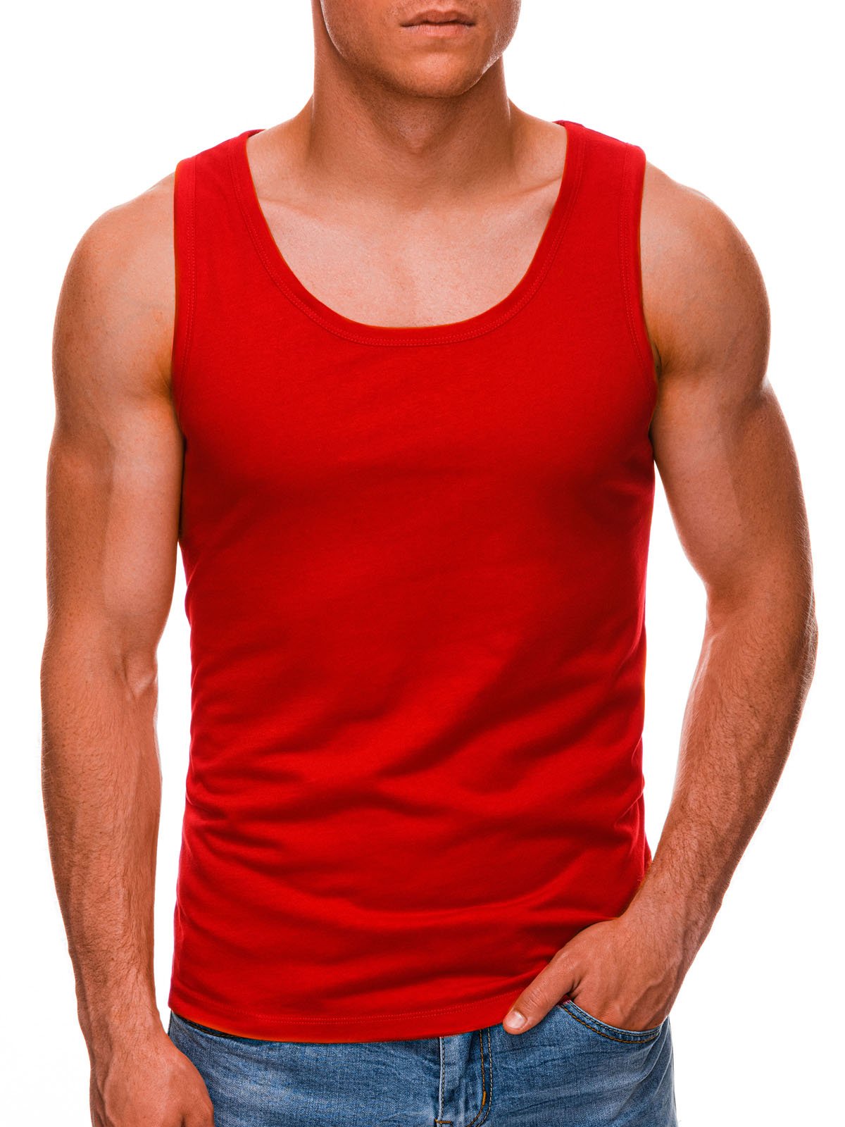 Men's plain tank top S708 - red  MODONE wholesale - Clothing For Men