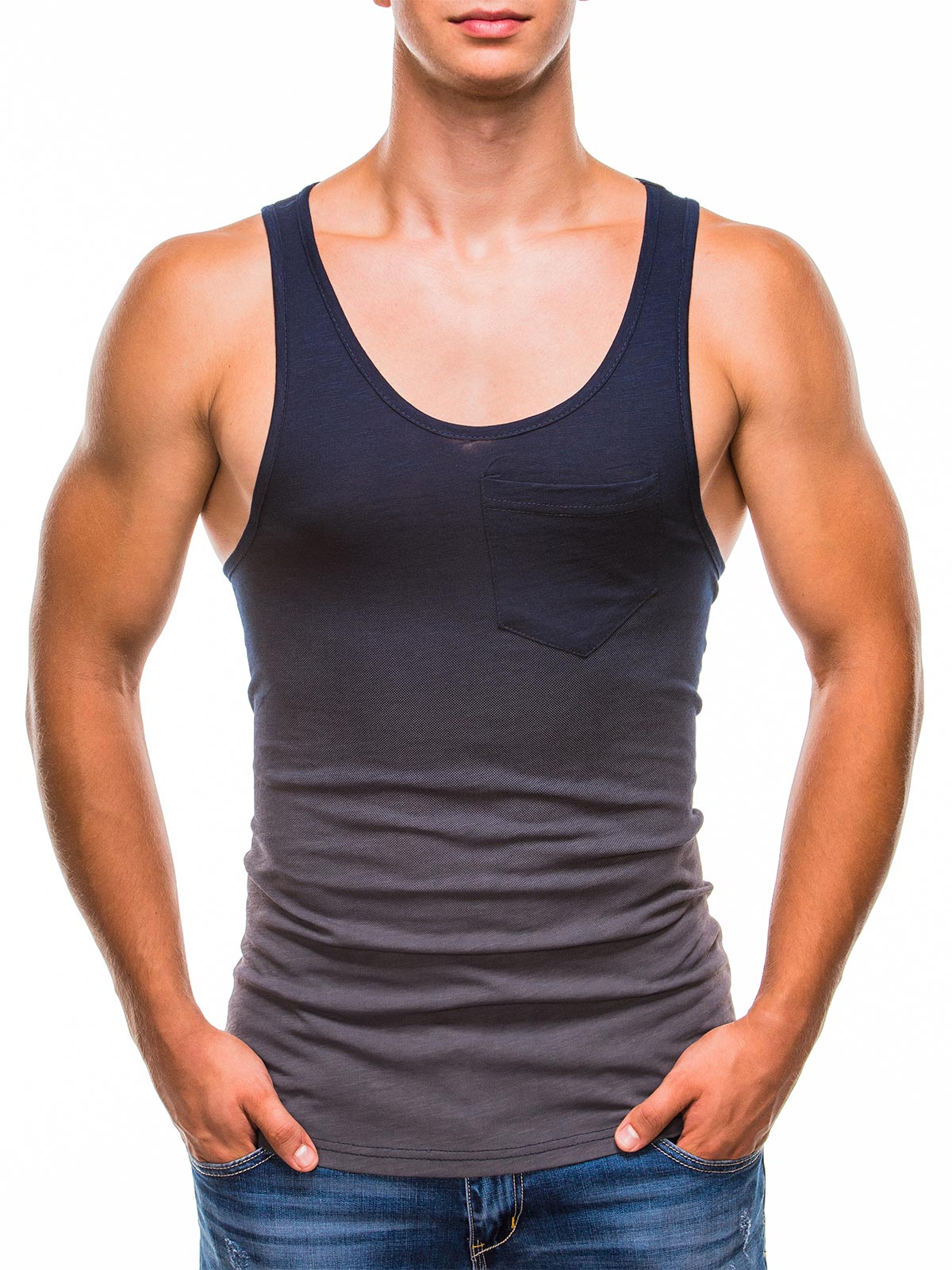 Men's plain tank top S845 - navy | MODONE wholesale - Clothing For Men