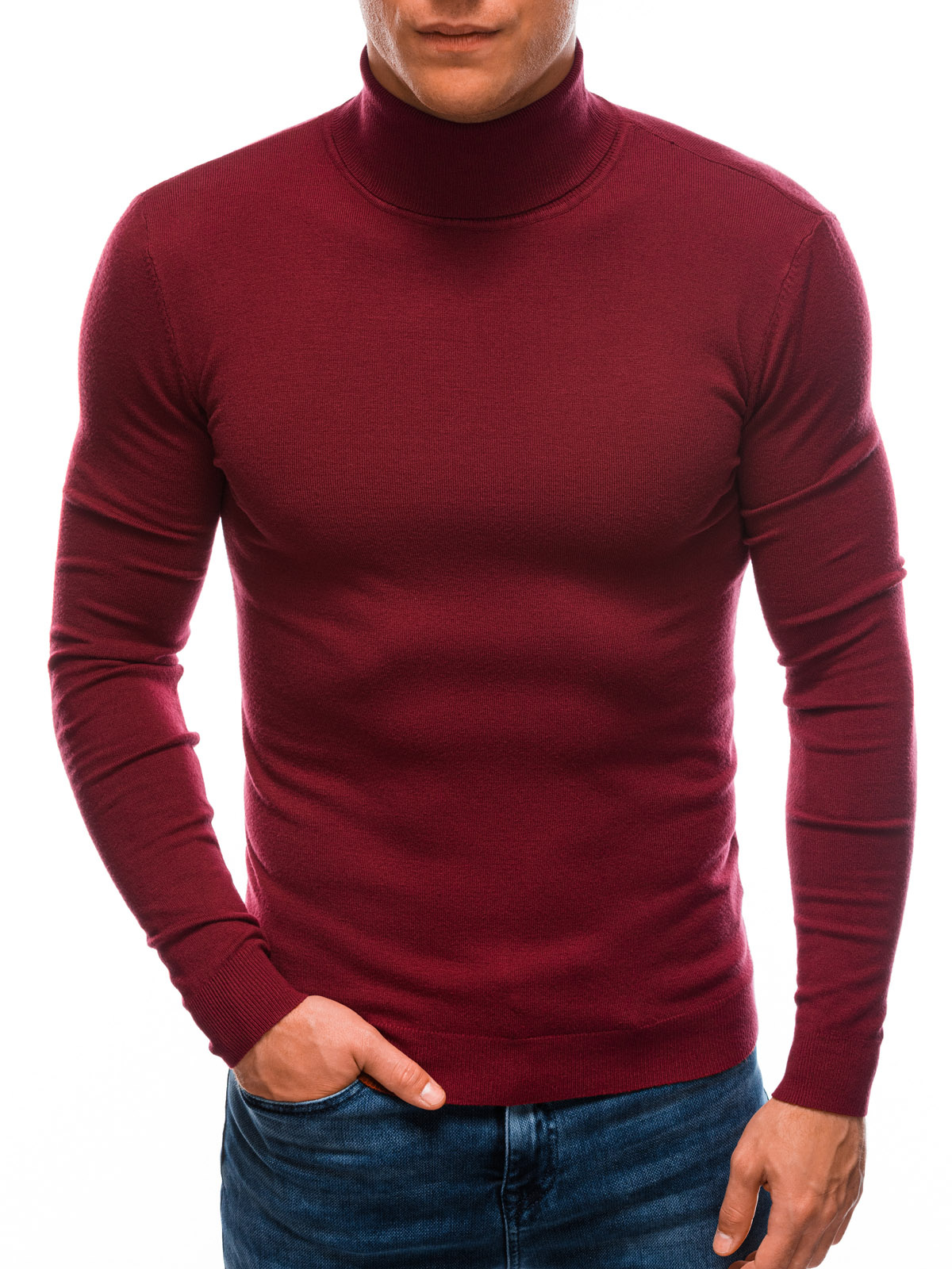 Men's polo neck E205 - dark red | MODONE wholesale - Clothing For Men