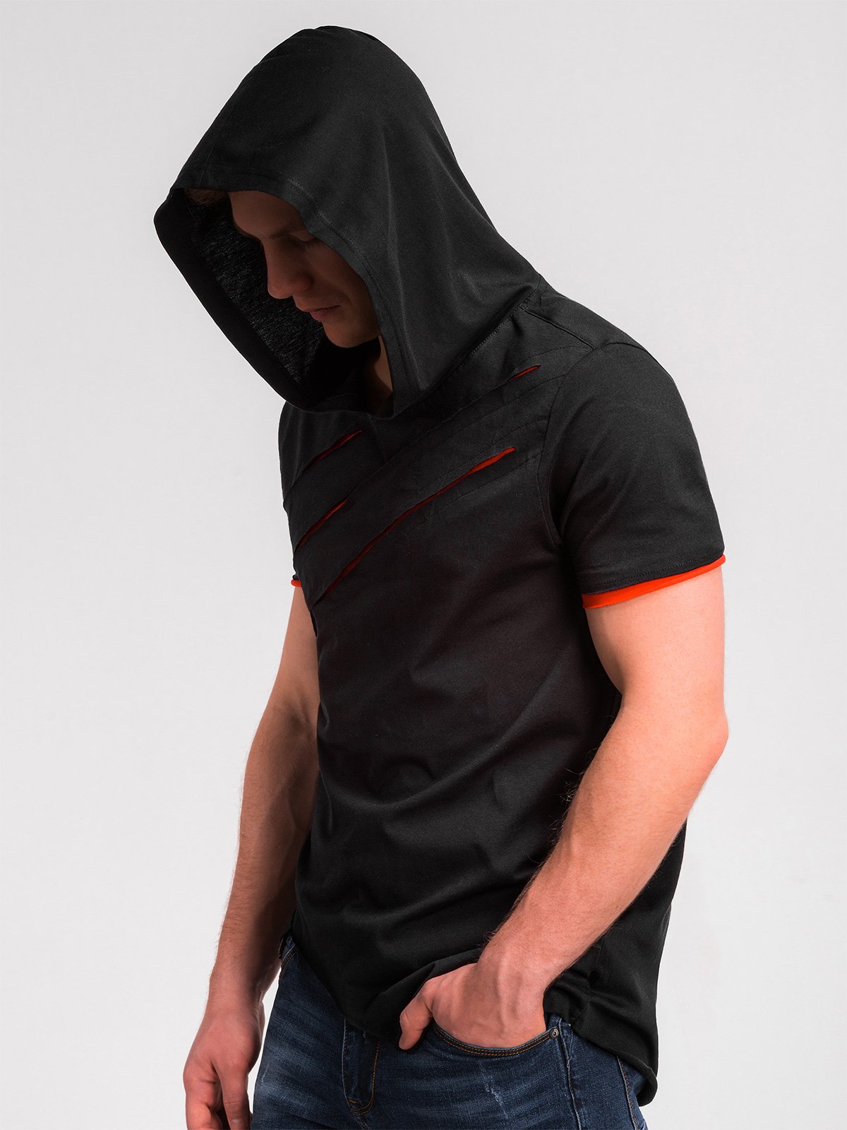 Men's printed hooded t-shirt S1019 
