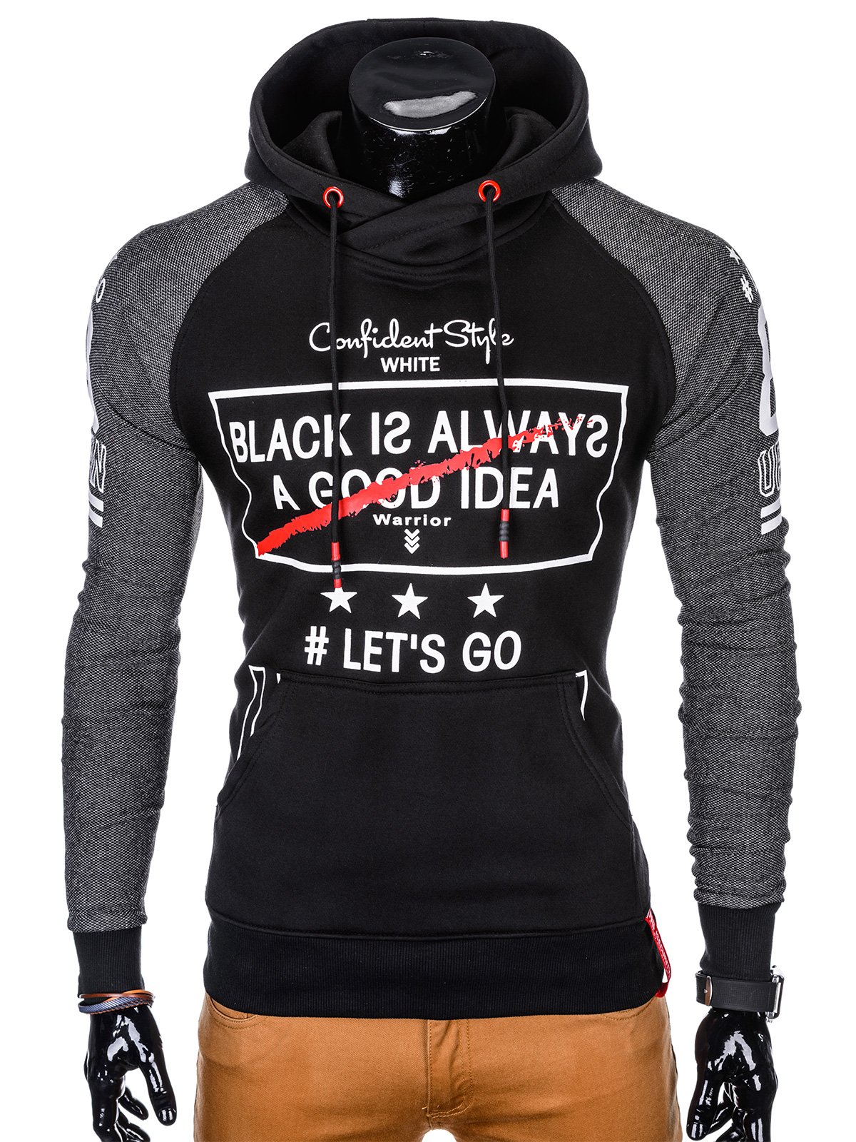 Men's printed hoodie B858 - black | MODONE wholesale - Clothing For Men