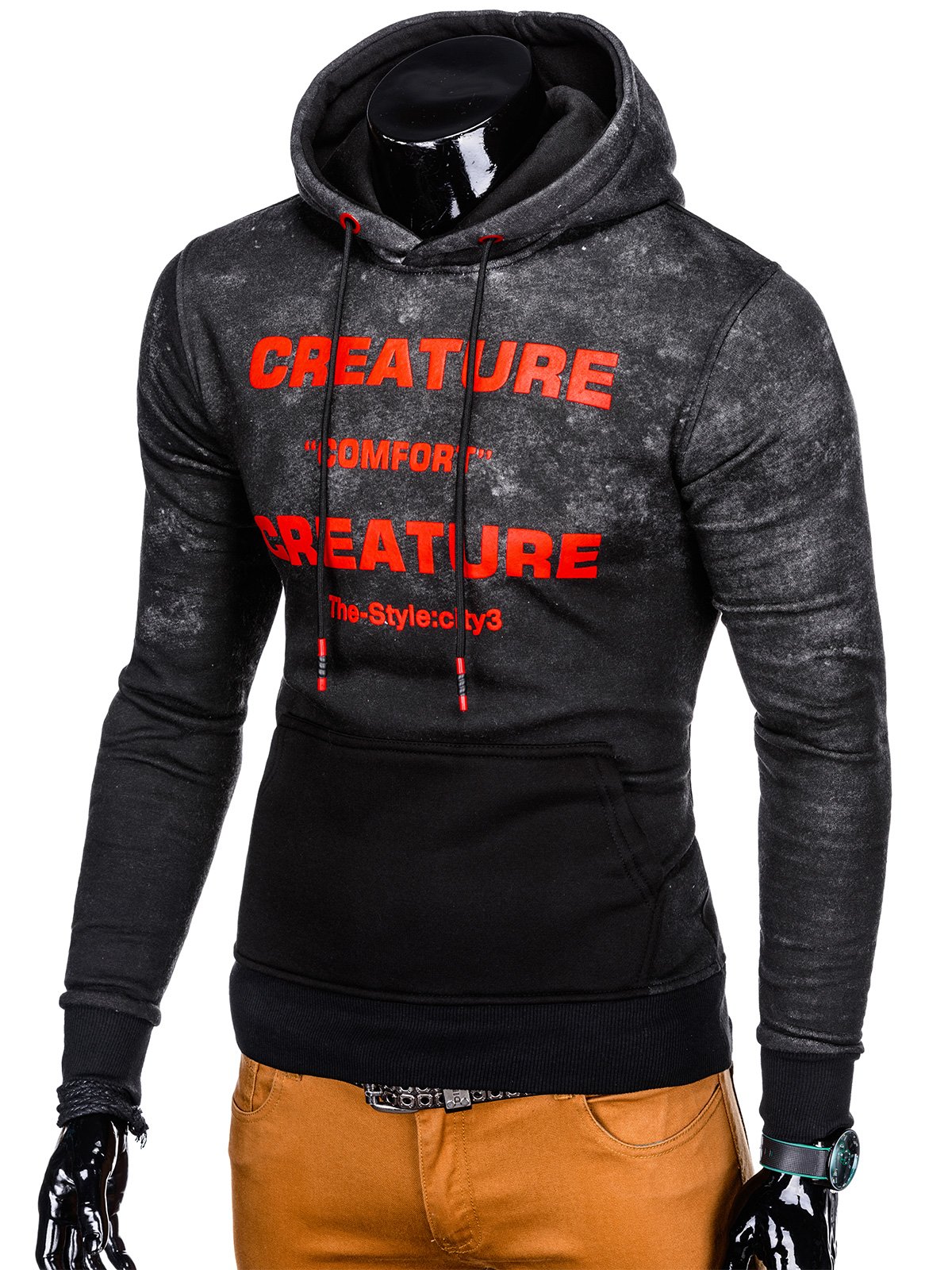 Men's printed hoodie B952 - dark grey | MODONE wholesale - Clothing For Men