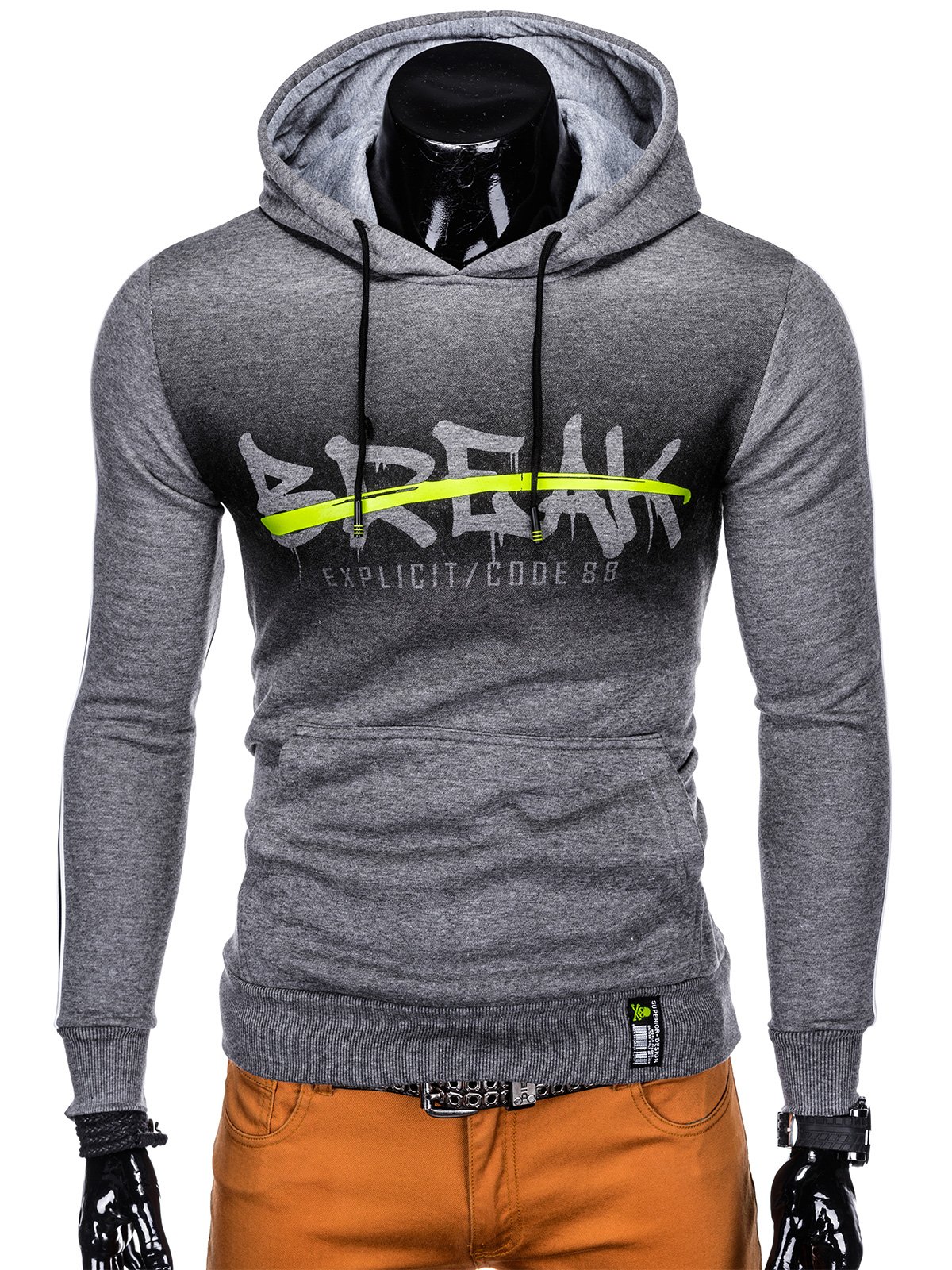 Men's printed hoodie B954 - dark grey | MODONE wholesale - Clothing For Men