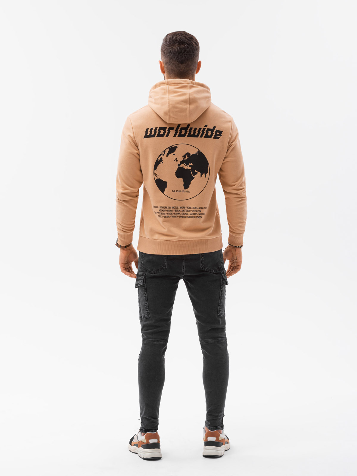 Printed Hoodie - Beige/New York - Men