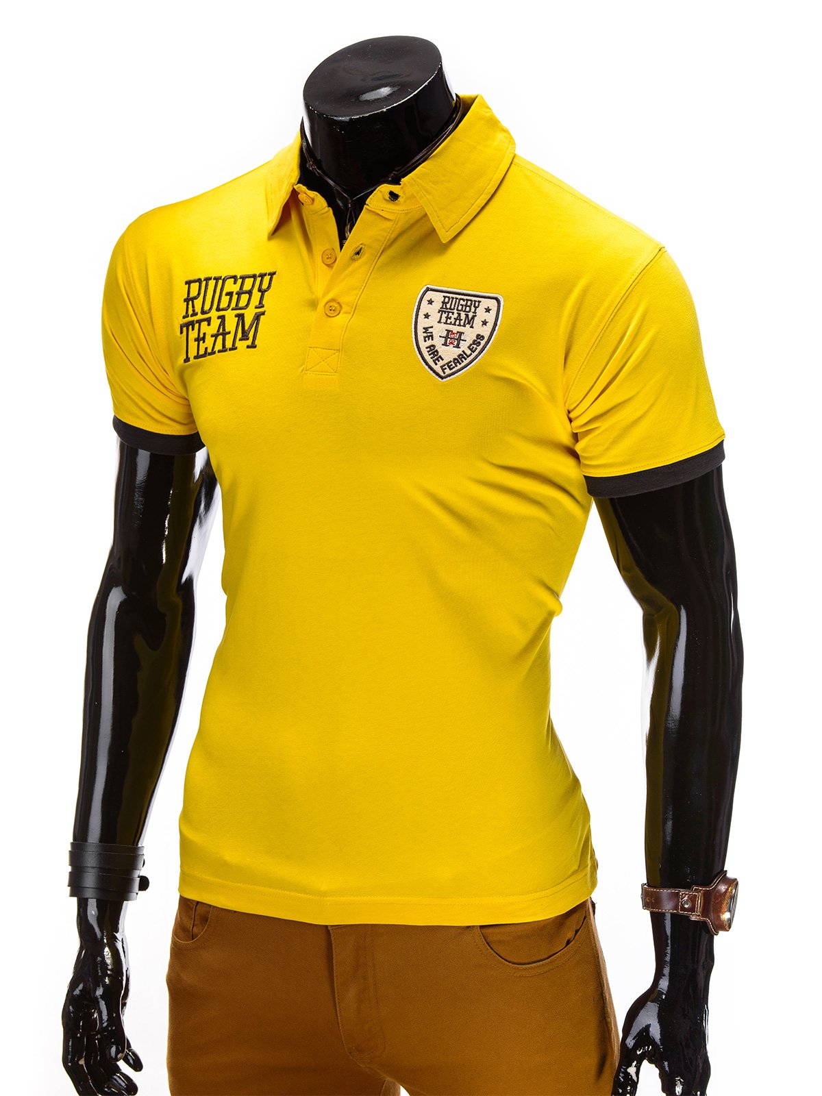 Men's printed polo shirt S514 - yellow | MODONE wholesale - Clothing ...
