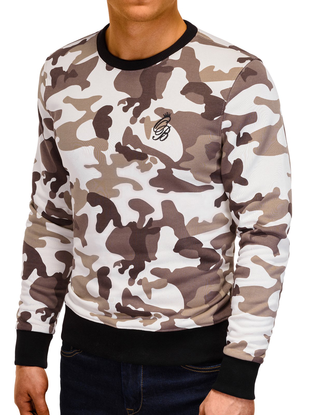 Men's printed sweatshirt B919 - beige/camo | MODONE wholesale ...