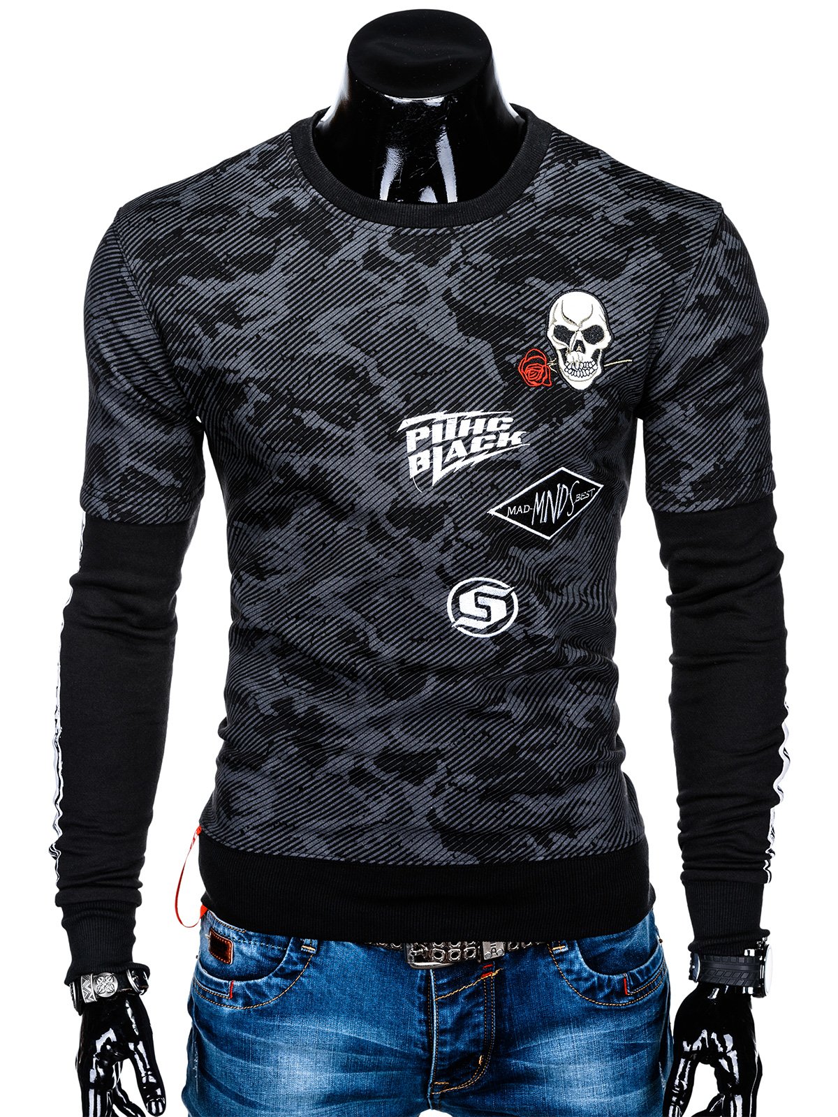 Men's printed sweatshirt B947 - black | MODONE wholesale - Clothing For Men