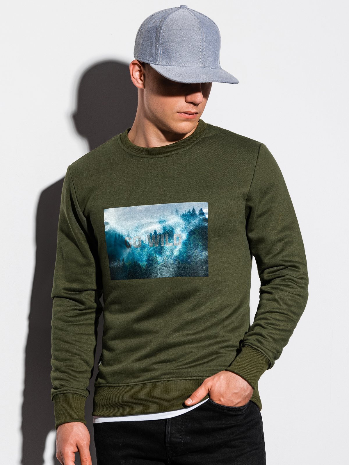 Men's printed sweatshirt - khaki B985