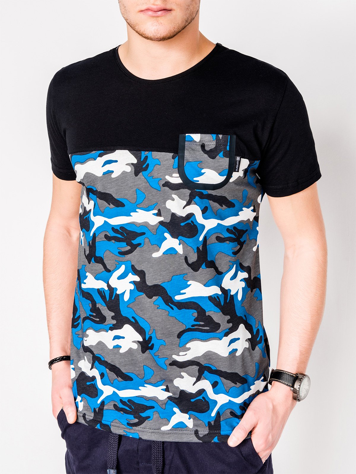 Men's printed t-shirt S1007 - blue/camo | MODONE wholesale - Clothing ...