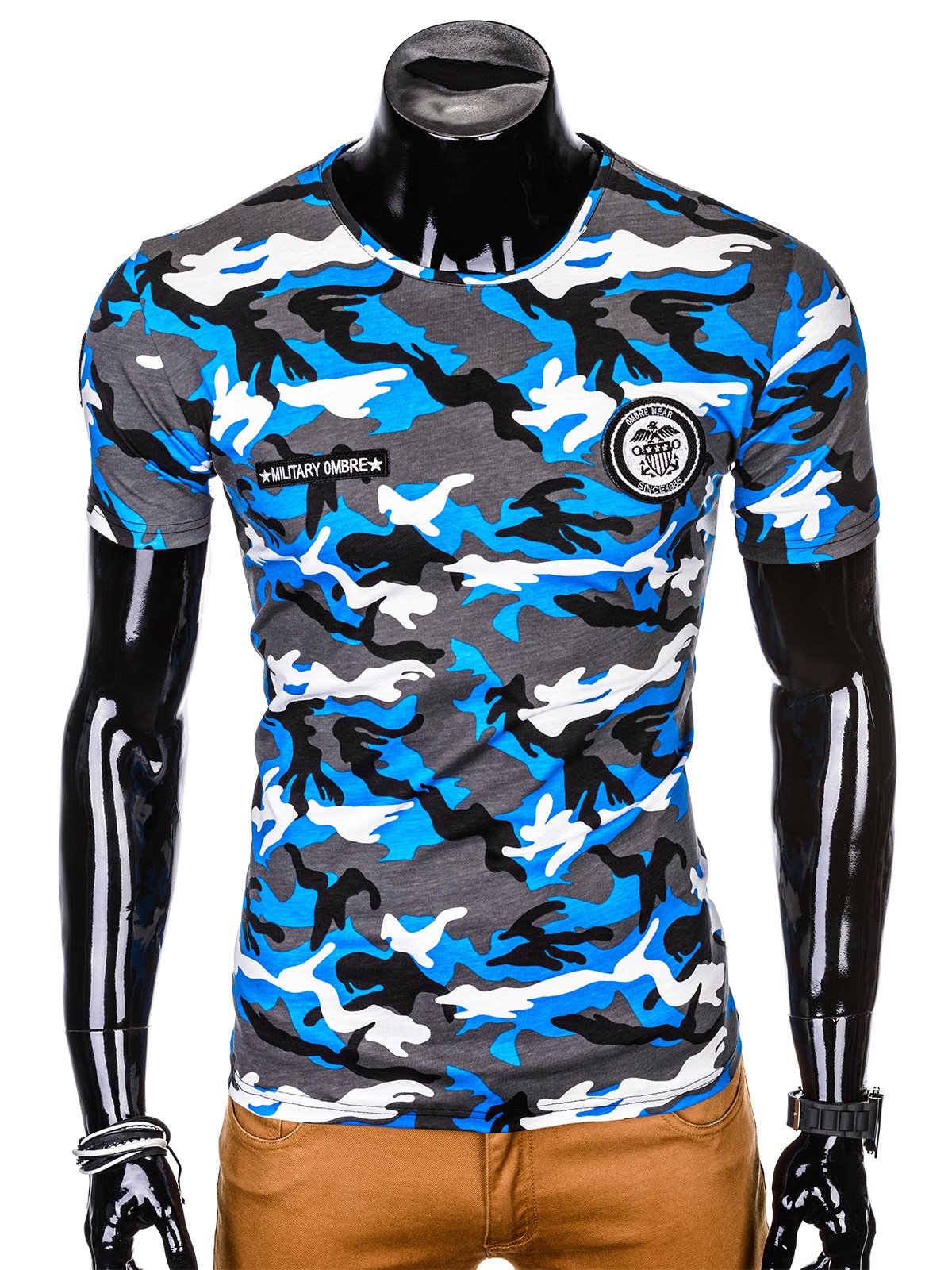 Men's printed t-shirt S1010 - blue/camo | MODONE wholesale - Clothing ...