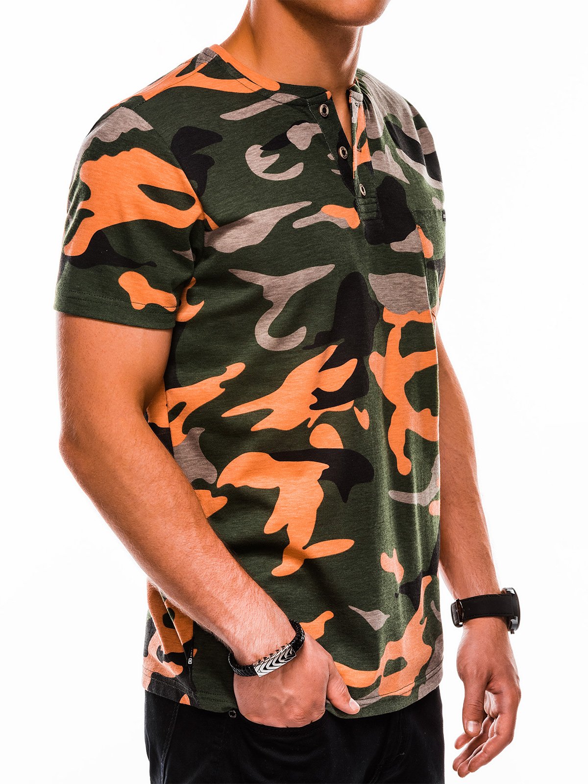 Men's printed t-shirt S1040 - green/orange | MODONE wholesale ...