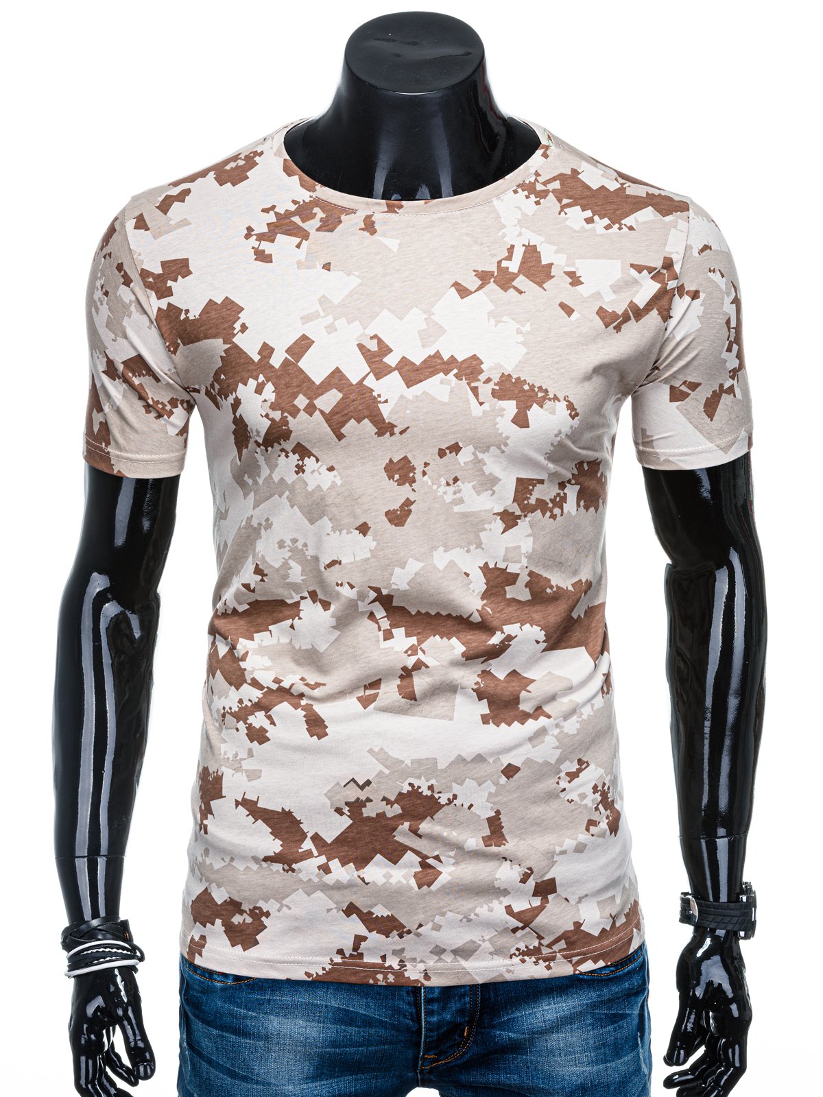 Men's printed t-shirt S1345 - beige | MODONE wholesale - Clothing For Men
