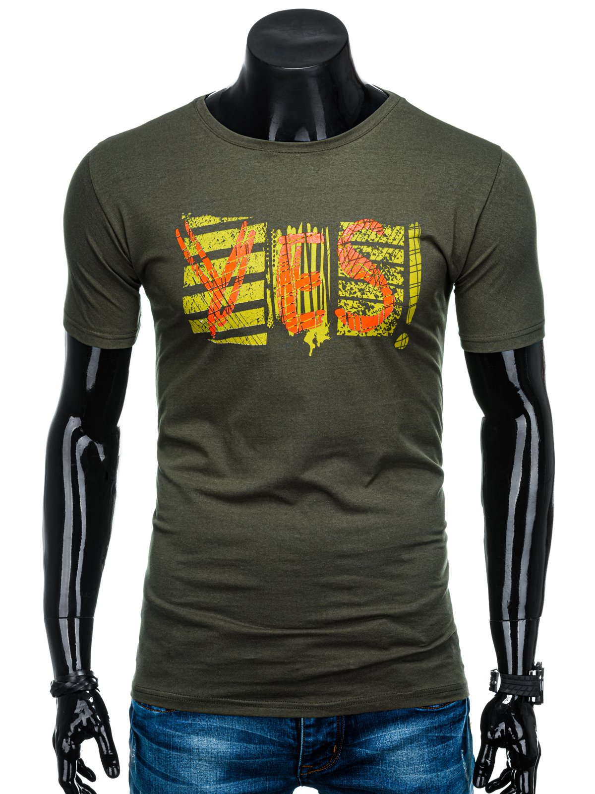 Men's printed t-shirt S1352 - khaki | MODONE wholesale - Clothing For Men