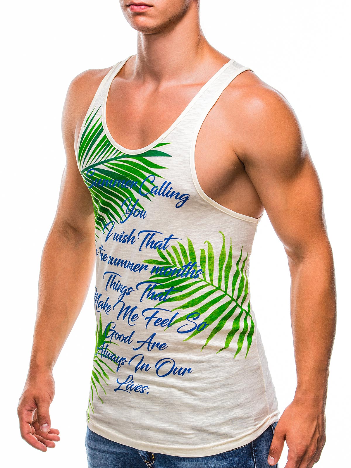Men's printed tank top S825 - yellow | MODONE wholesale - Clothing For Men