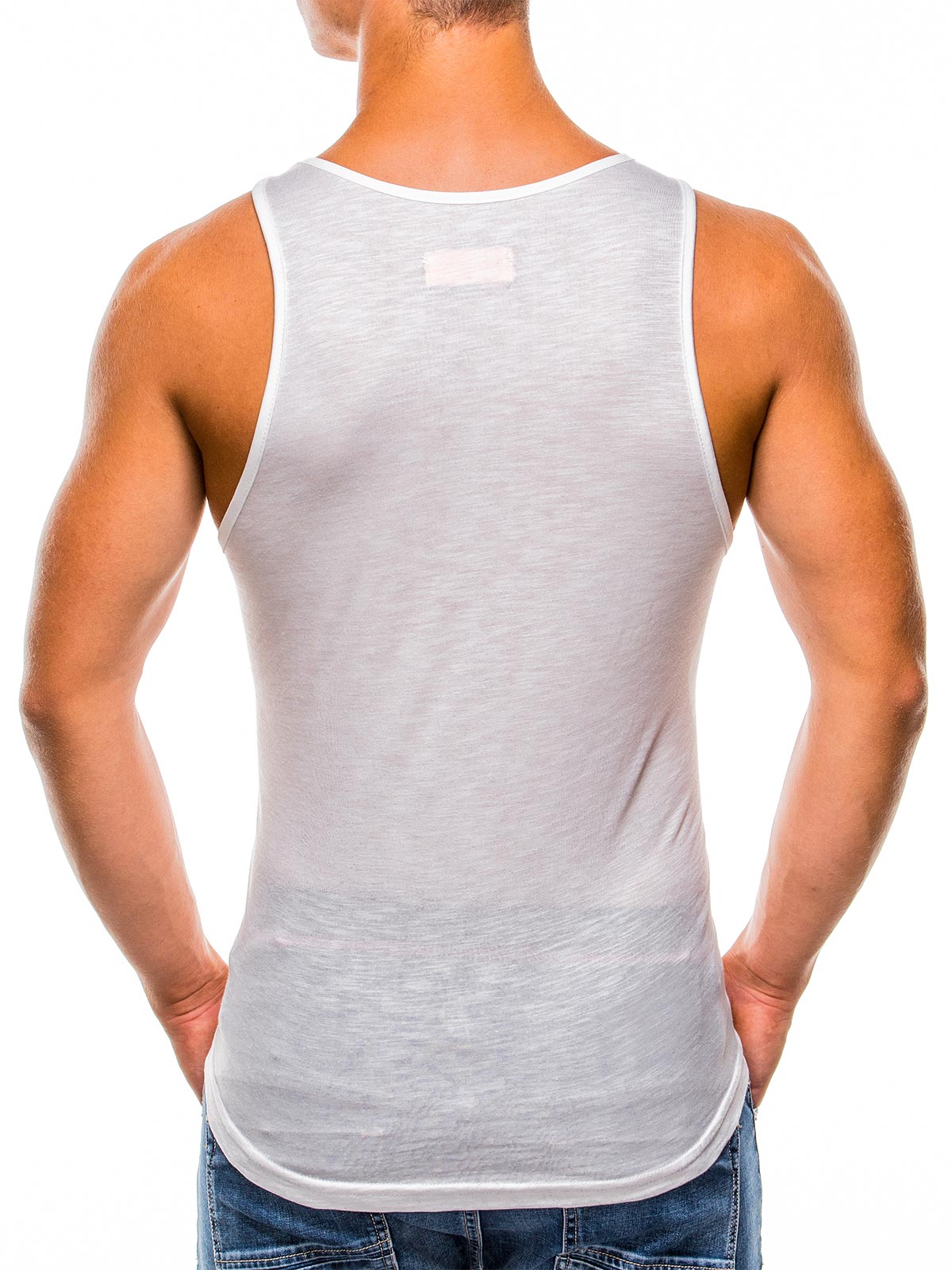 Men's printed tank top S828 - ecru | MODONE wholesale - Clothing For Men
