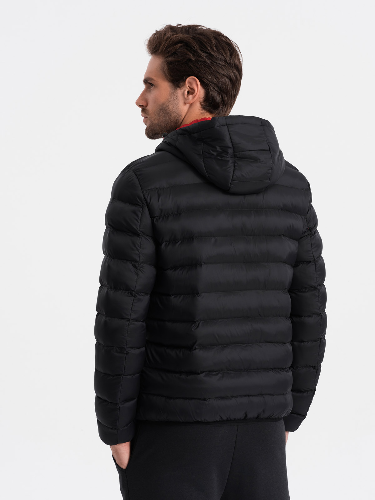 Men's quilted jacket with hood - black V3 OM-JALP-0120 | MODONE ...