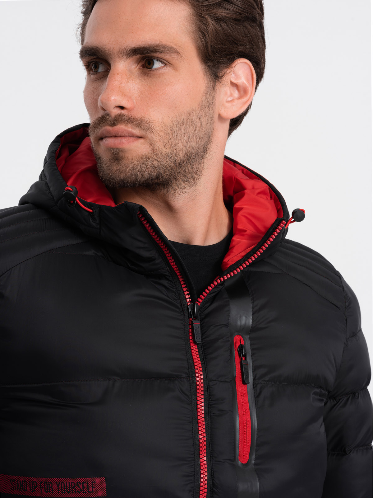 Men's quilted jacket with hood - black V3 OM-JALP-0120 | MODONE ...