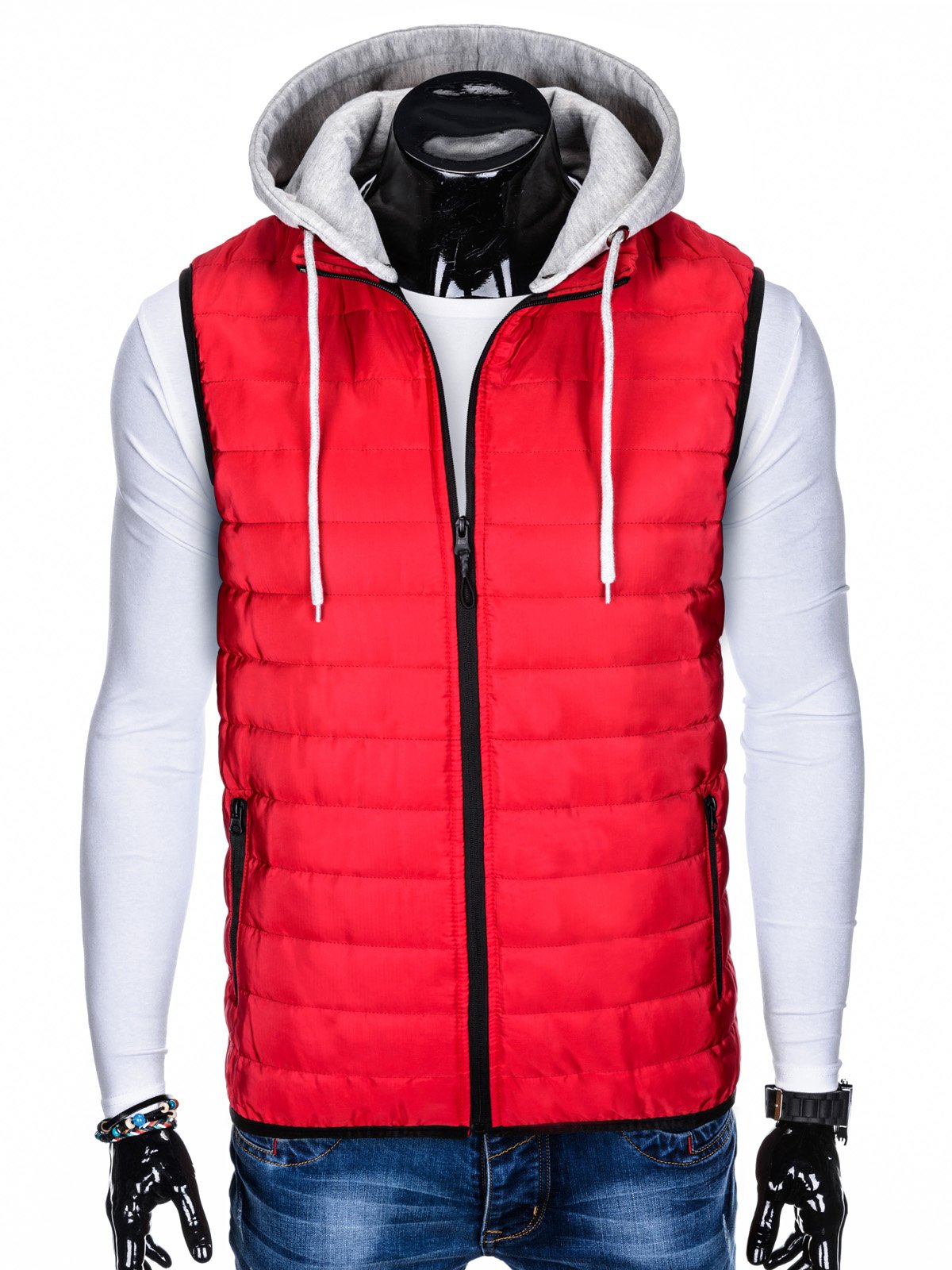 Men's quilted vest V34 - red | MODONE wholesale - Clothing For Men