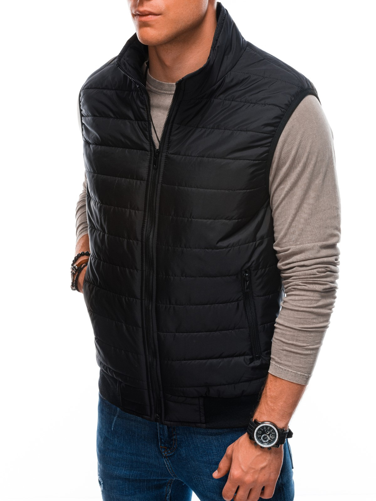 Men's quilted vest V59 black MODONE wholesale Clothing For Men