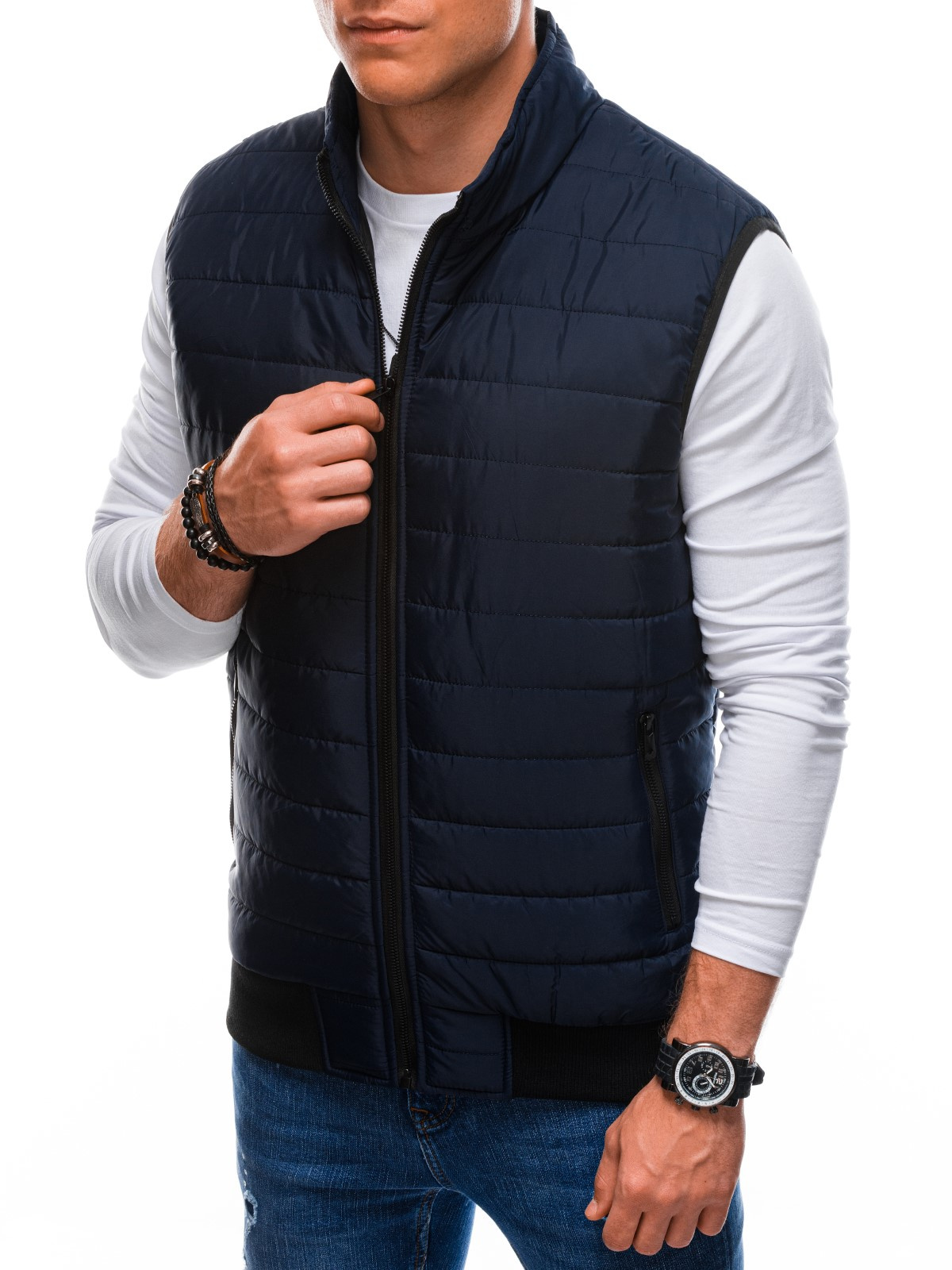 Men's quilted vest V59 navy MODONE wholesale Clothing For Men