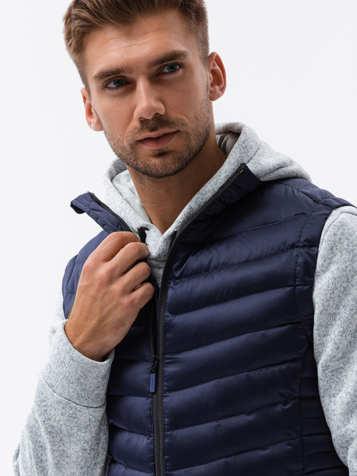 Men's quilted vest dark blue V54 MODONE wholesale Clothing For Men