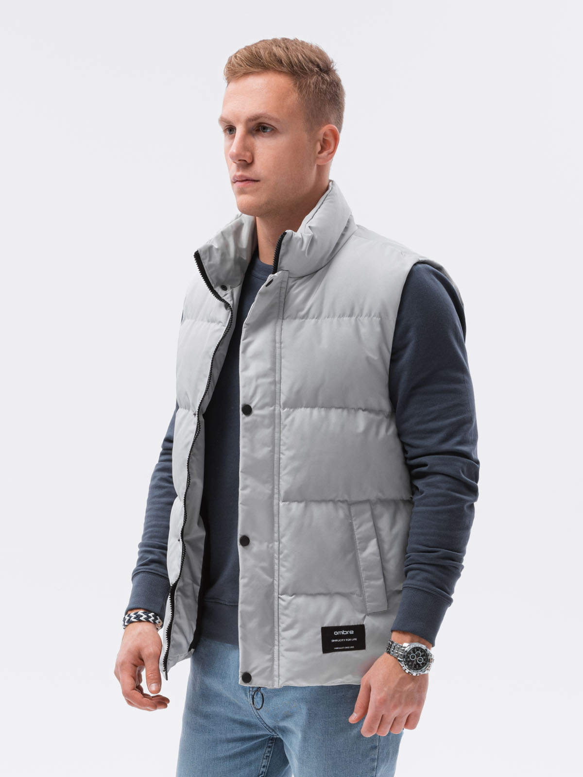 Mens grey deals quilted vest