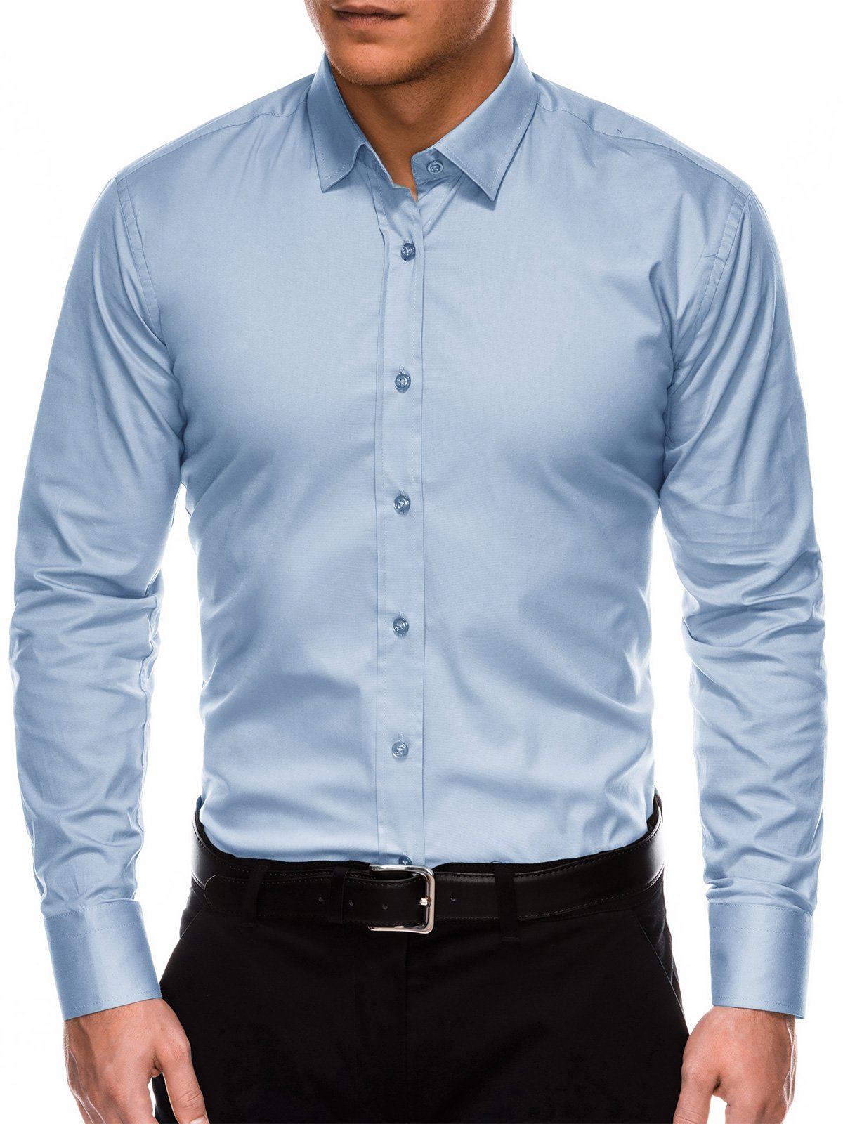 Men's regular shirt with long sleeves K505 - light blue | MODONE ...