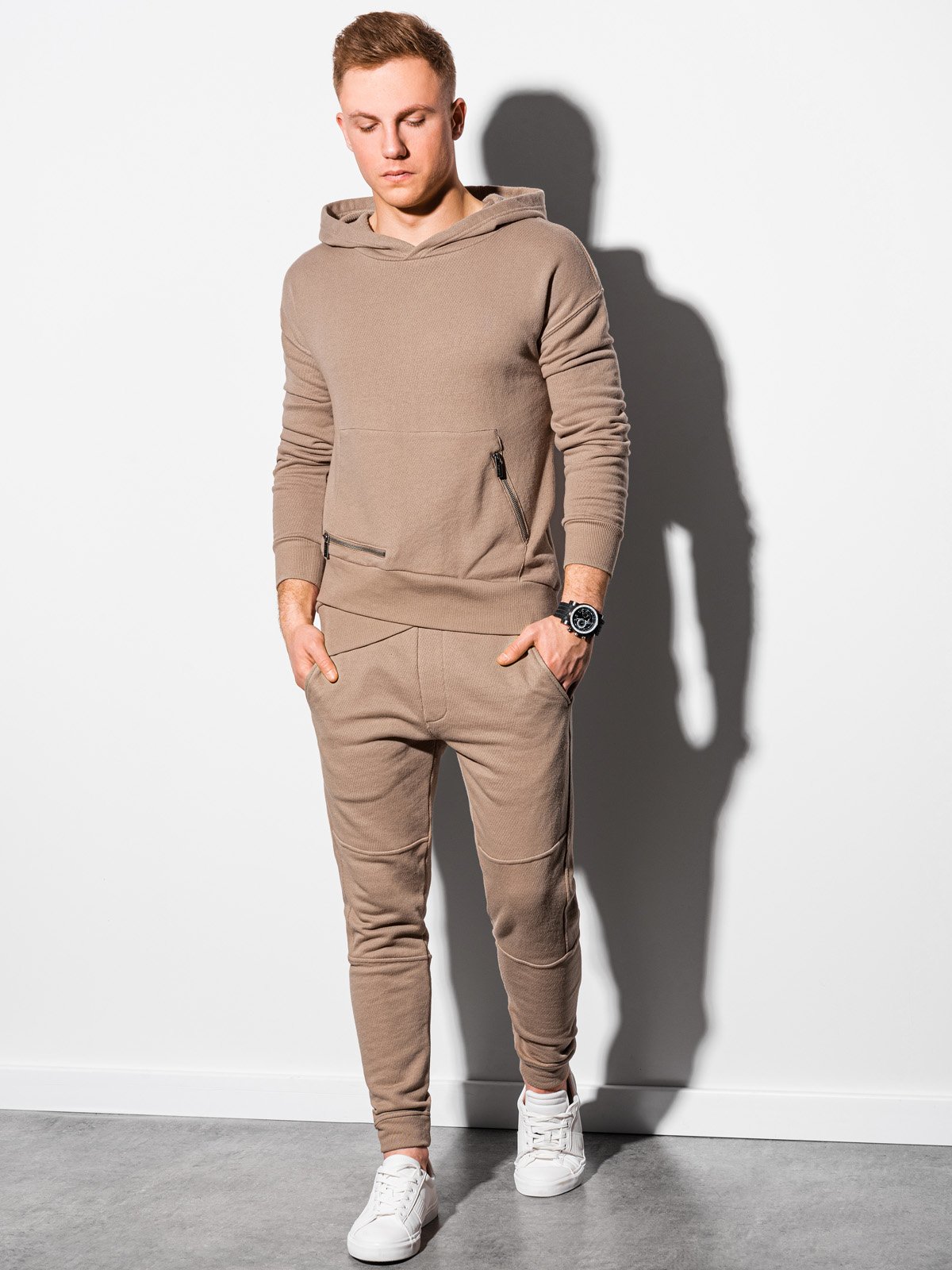 Men's set hoodie + pants Z24 - light brown | MODONE wholesale ...