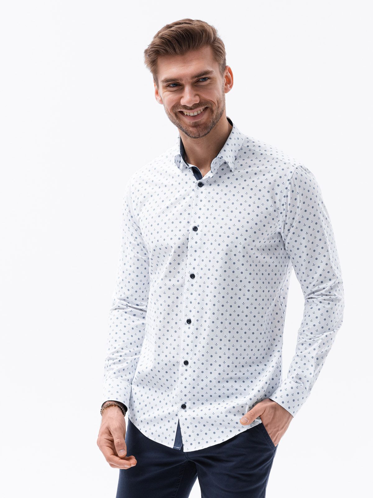 Men's shirt with long sleeves K314 - white | MODONE wholesale ...