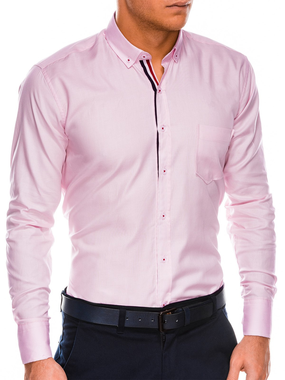 Men's shirt with long sleeves K490 - powder pink | MODONE wholesale ...