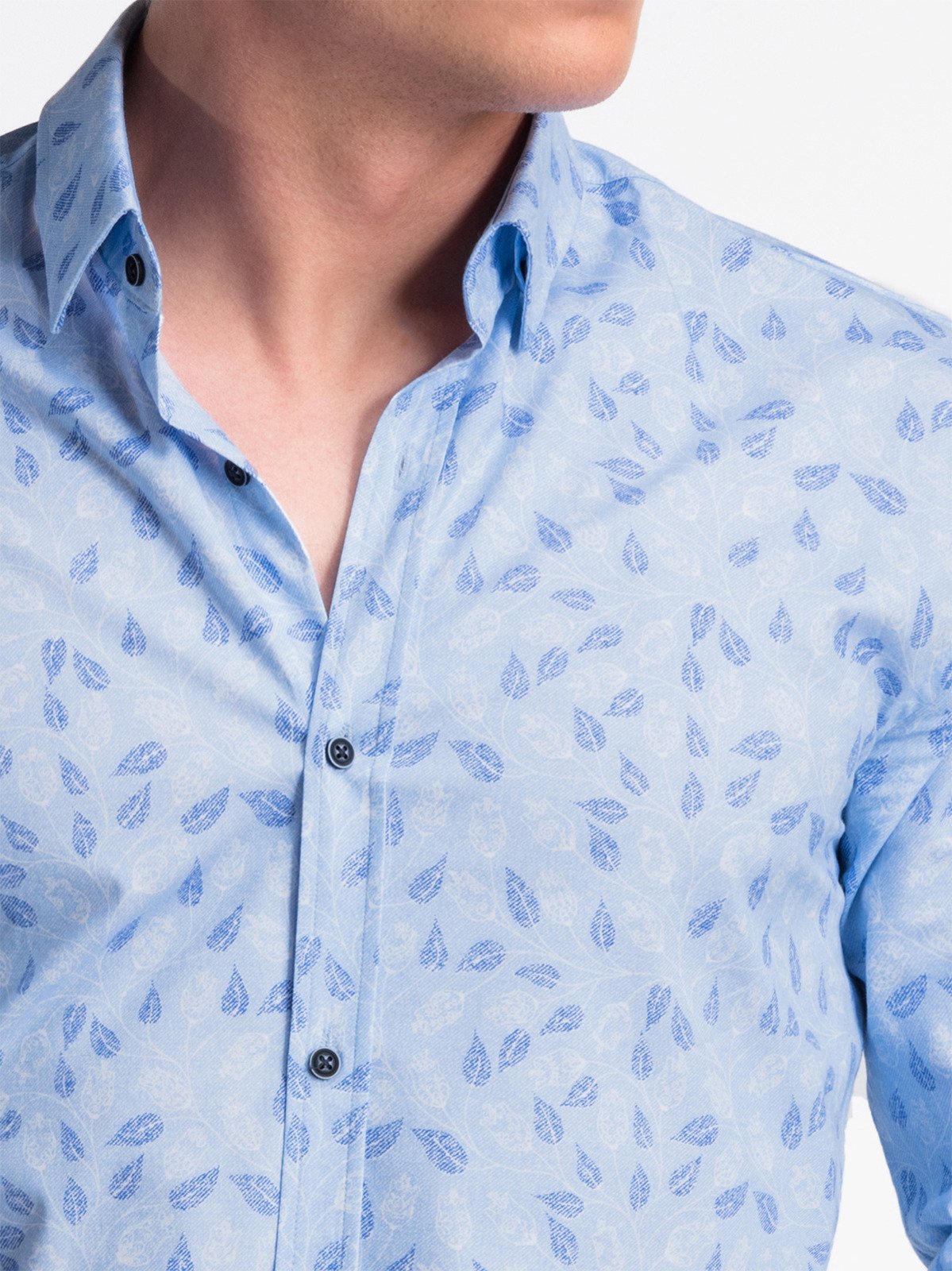 Men's shirt with long sleeves K500 - light blue/blue | MODONE wholesale ...