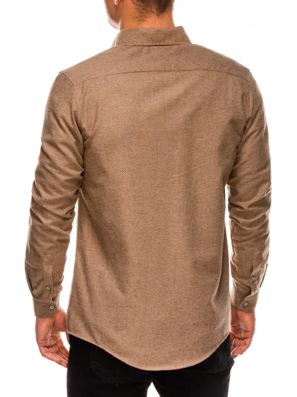 Men's shirt with long sleeves K512 - light brown | MODONE wholesale ...