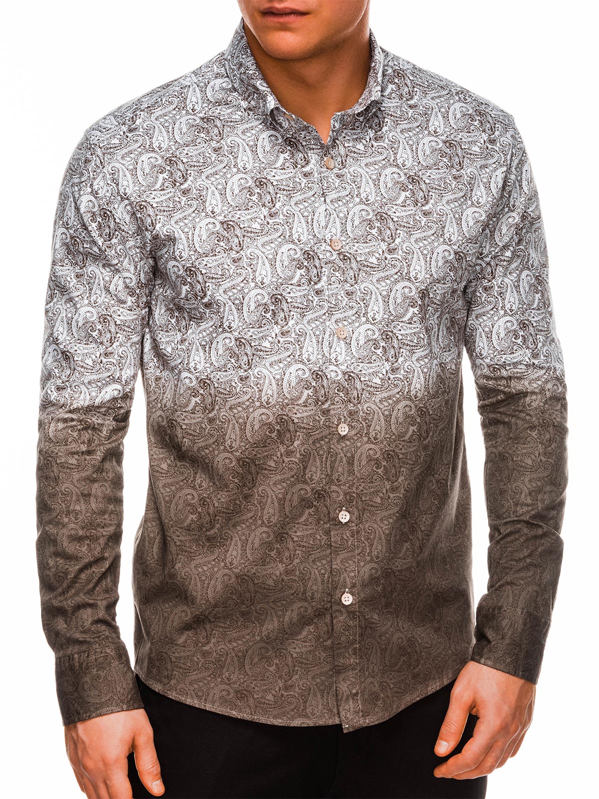 Men's shirt with long sleeves K513 - brown | MODONE wholesale ...