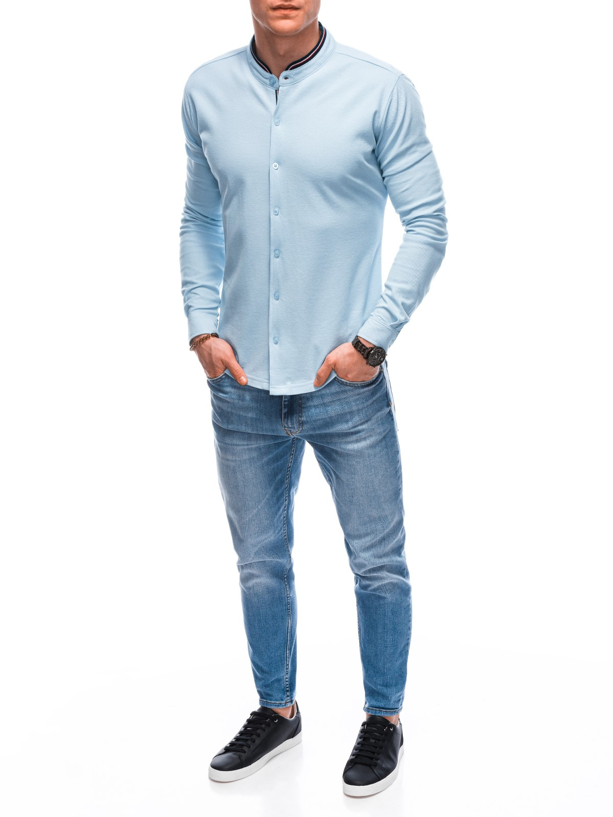 Mens Shirt With Long Sleeves K515 Blue Modone Wholesale Clothing For Men 1858