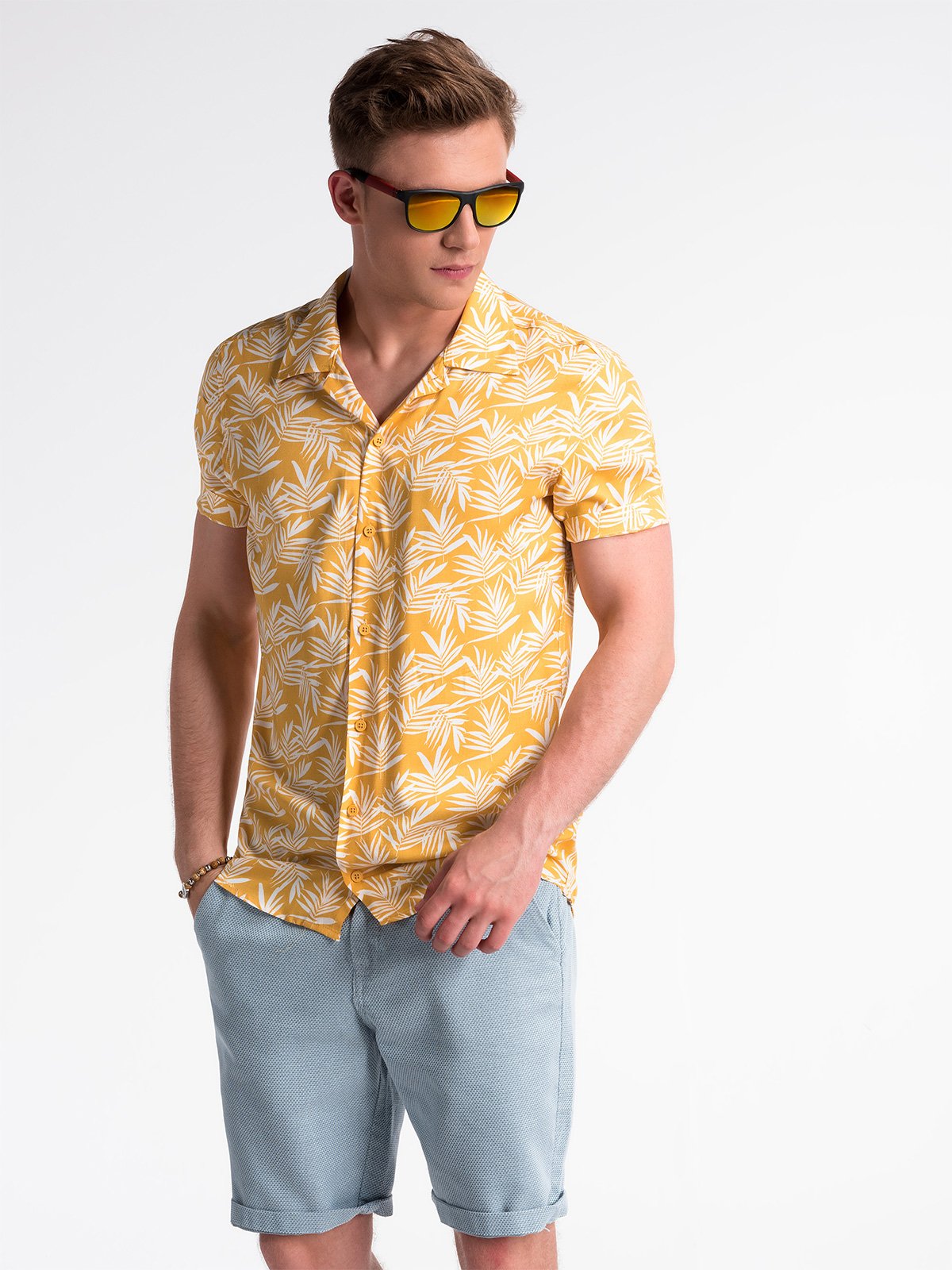 Men's shirt with short sleeves K480 - yellow | MODONE wholesale ...
