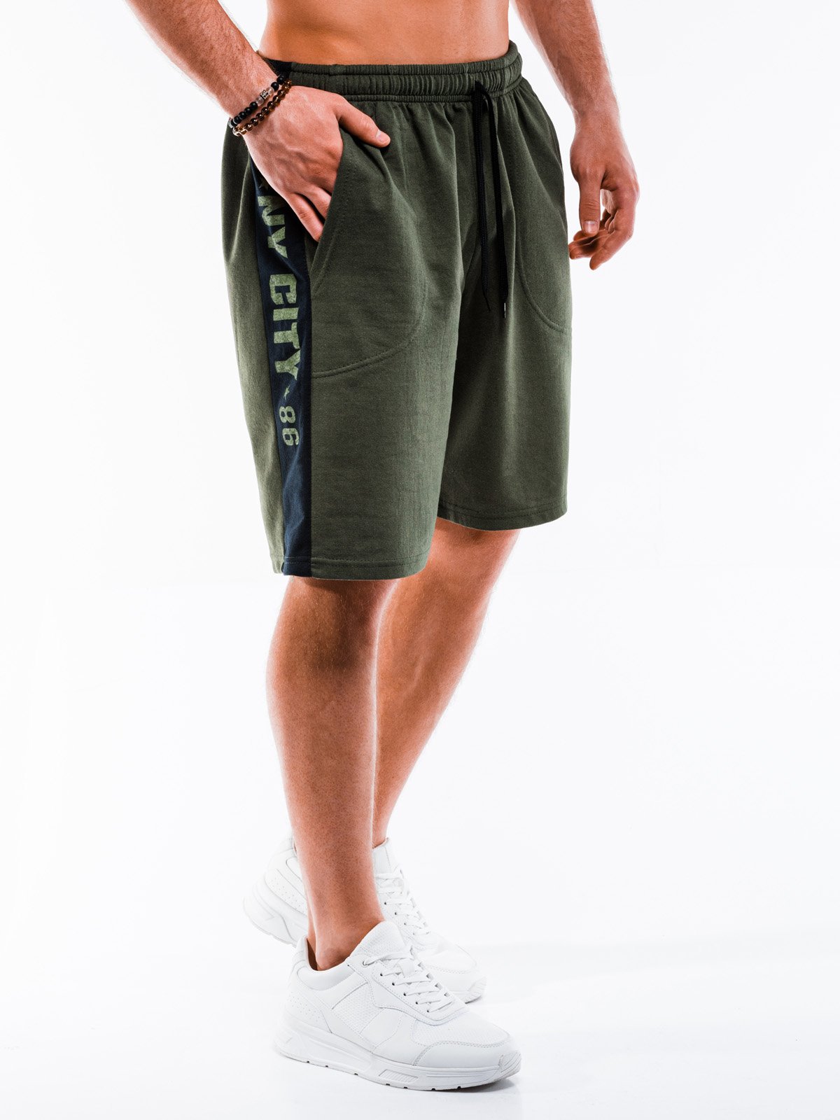 Men's short sweatpants W287 - khaki