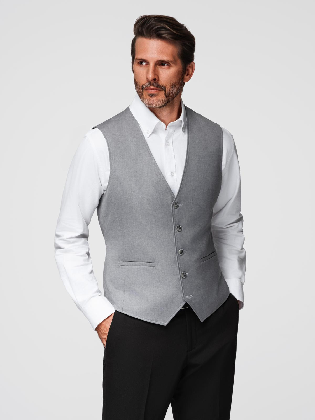 Men's suit vest without lapels gray V3 OMBLZV0112 MODONE wholesale Clothing For Men