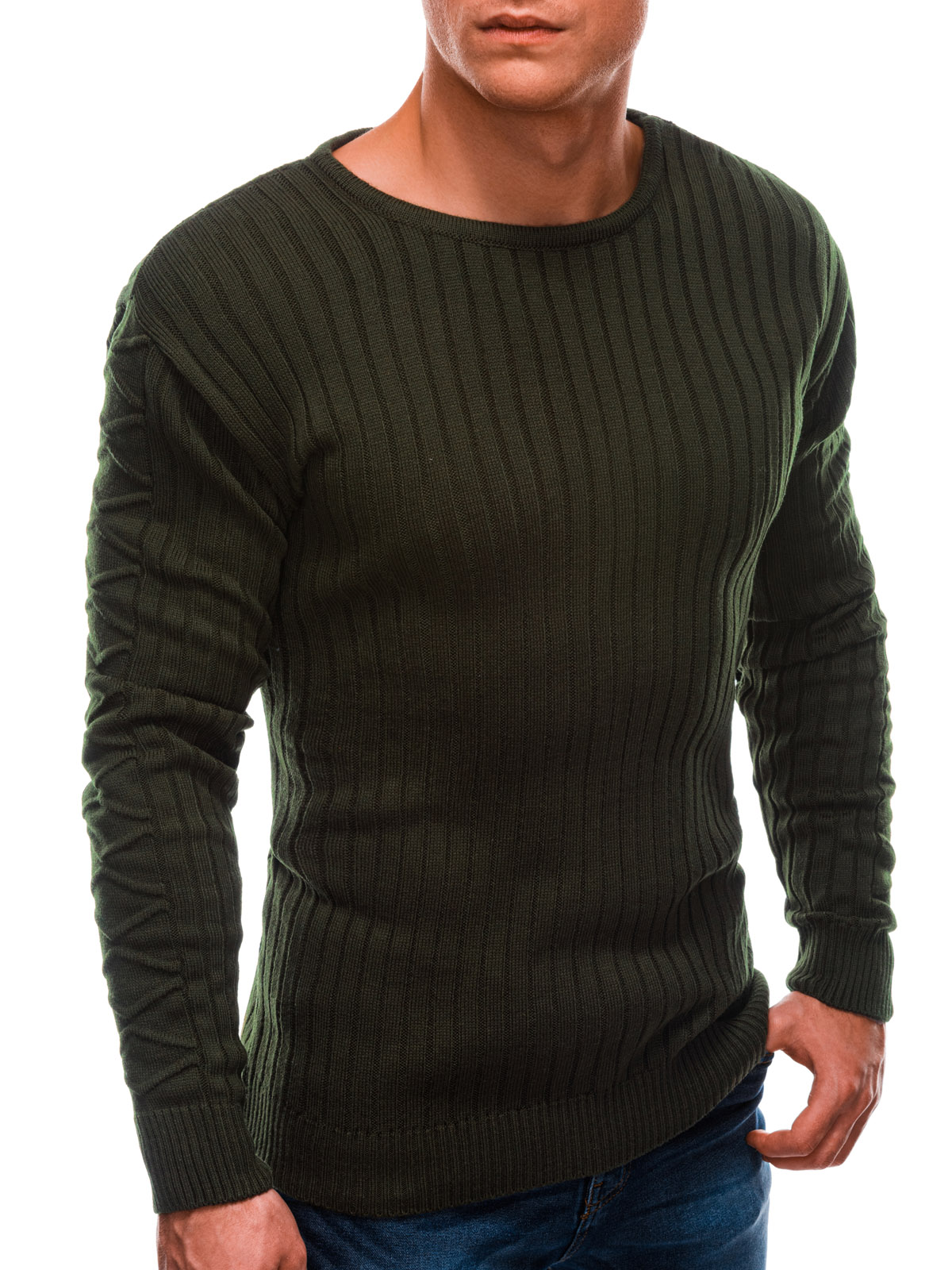 Men's sweater E201 - dark olive | MODONE wholesale - Clothing For Men