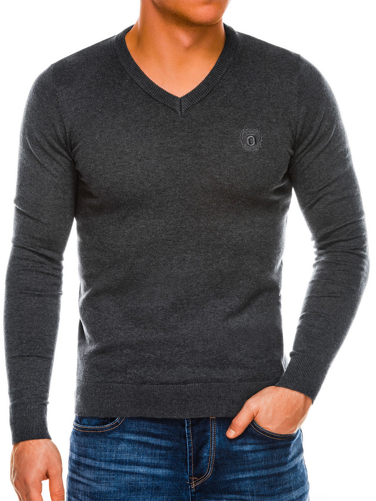 Men's sweater E74 - dark grey/melange | MODONE wholesale - Clothing For Men