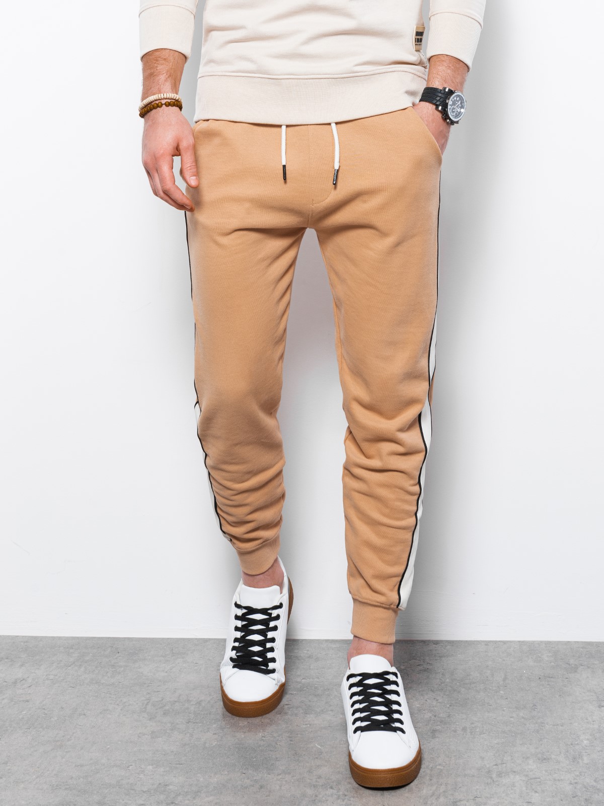 Men's sweatpants - light brown P947  MODONE wholesale - Clothing For Men