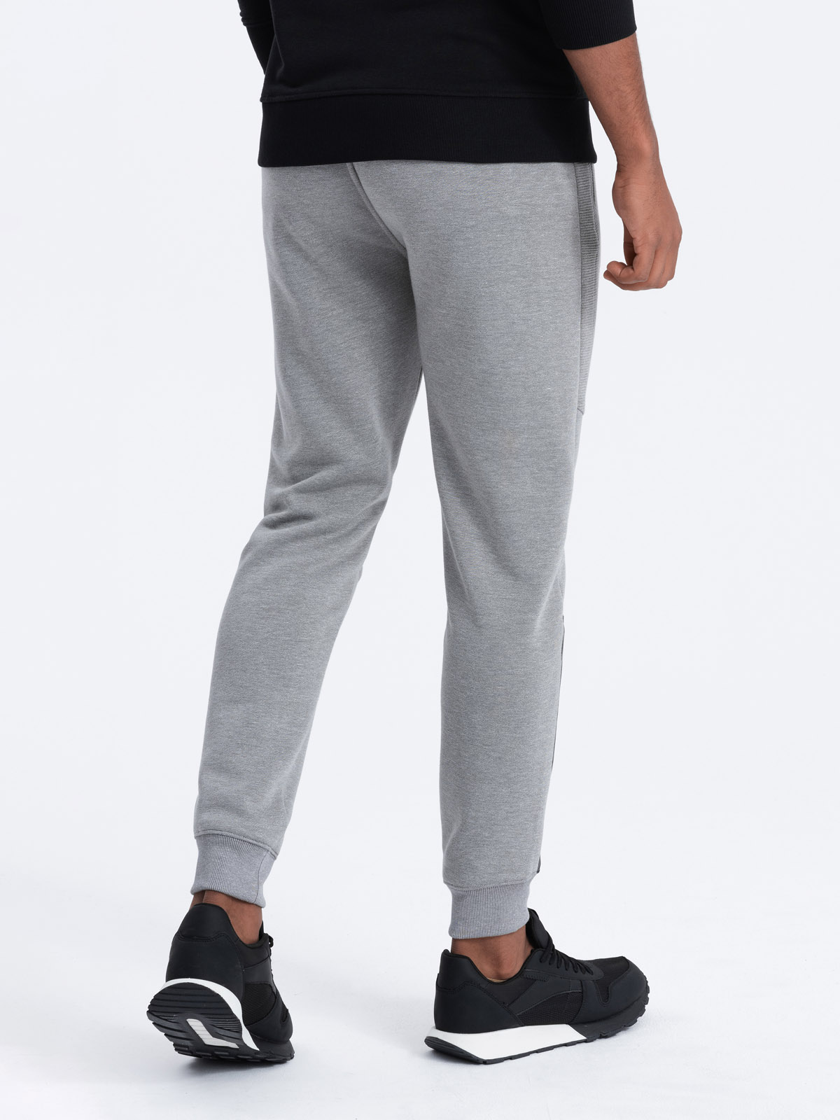 Men's sweatpants with stitching - grey melange V3 OM-PASK-0137