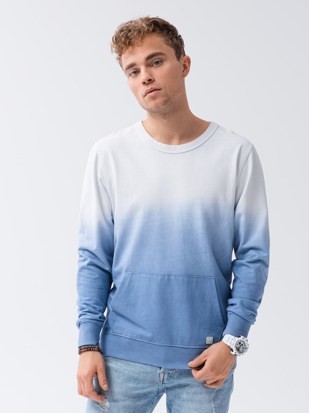 Men s sweatshirt light blue B1150 MODONE wholesale Clothing