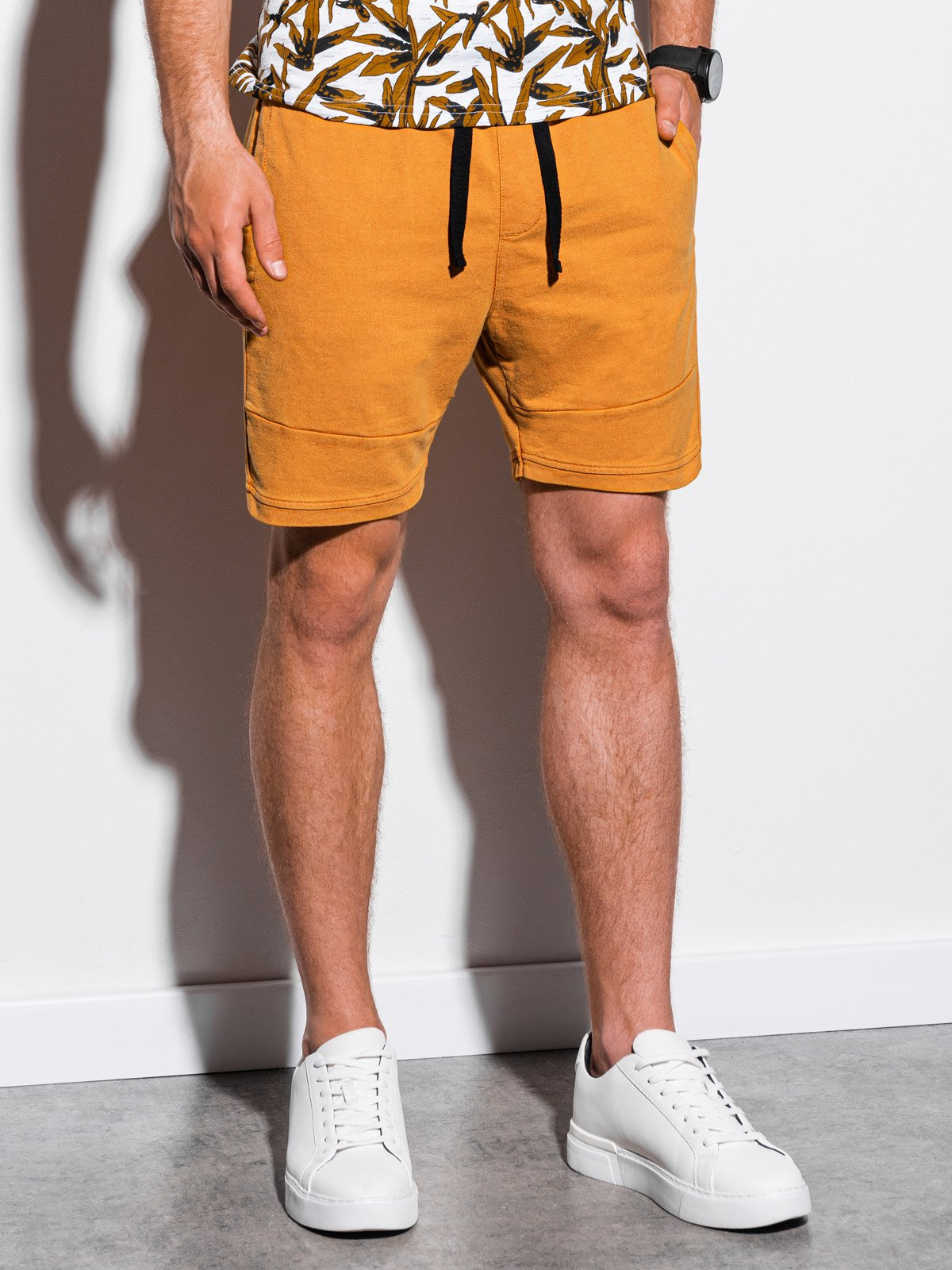 mens yellow sweat shorts