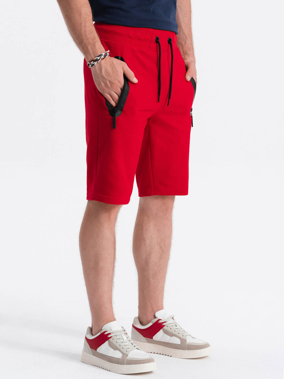 red sweat shorts