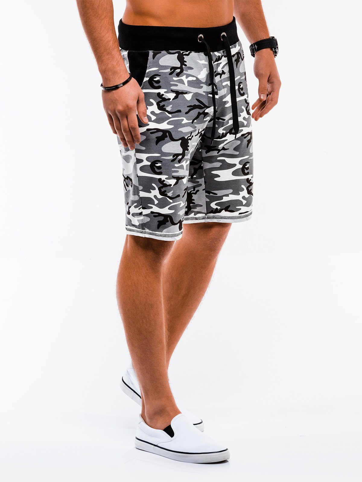 Men's sweatshorts camo - grey W005 | MODONE wholesale - Clothing For Men