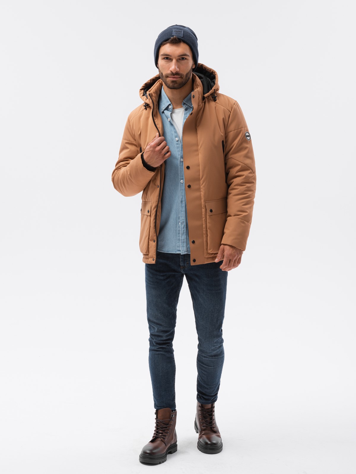 Men's winter jacket C449 - brown | MODONE wholesale - Clothing For Men