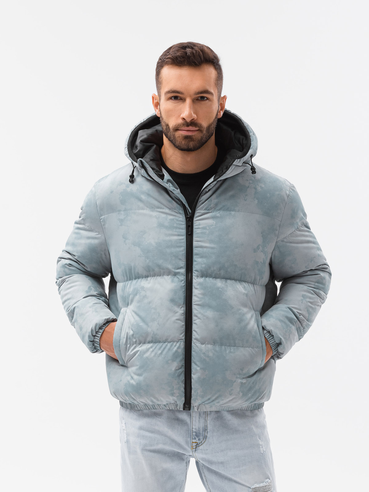 men blue winter jacket