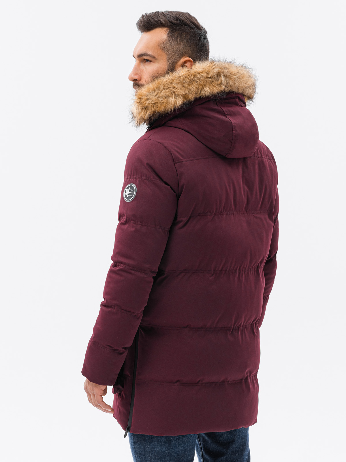 Men's winter jacket - dark red C554  MODONE wholesale - Clothing For Men