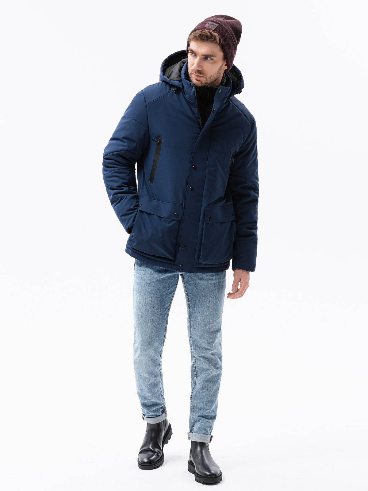 mens winter coat navy