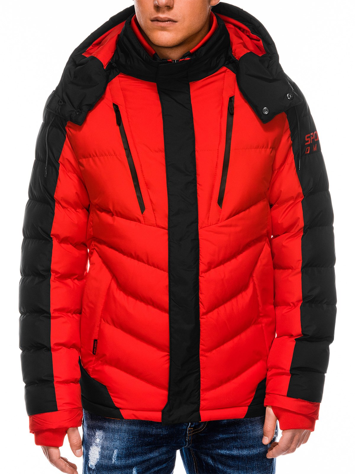 Men's winter jacket - dark red C554  MODONE wholesale - Clothing For Men